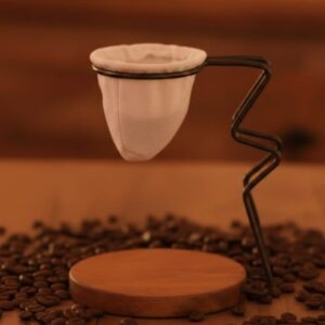 Mini coador esmaltado suporte marrom